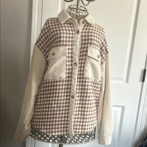 Stylish Cream and Brown Women's Jacket